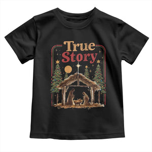 Vintage Nativity Scene Toddler T Shirt Christian Christmas True Story Jesus Birth TS10 Black Print Your Wear
