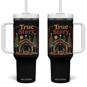 Vintage Nativity Scene Tumbler With Handle Christian Christmas True Story Jesus Birth TS10 One Size: 40 oz Black Print Your Wear