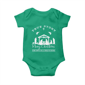 True Story Merry Christmas Baby Onesie Christian Xmas True Story Jesus Birth TS10 Irish Green Print Your Wear