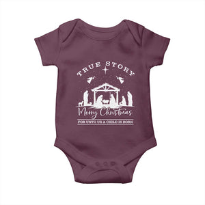 True Story Merry Christmas Baby Onesie Christian Xmas True Story Jesus Birth TS10 Maroon Print Your Wear