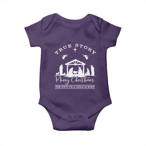 True Story Merry Christmas Baby Onesie Christian Xmas True Story Jesus Birth TS10 Purple Print Your Wear