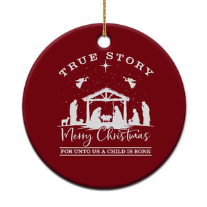 True Story Merry Christmas Ceramic Ornament Christian Xmas True Story Jesus Birth TS10 1pc Red Print Your Wear