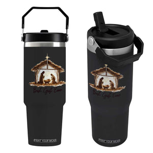 Nativity Scene Flip Straw Tumbler Christian Christmas Jesus Best Gift Ever TS10 One Size: 30 oz Black Print Your Wear