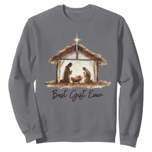 Nativity Scene Sweatshirt Christian Christmas Jesus Best Gift Ever TS10 Charcoal Print Your Wear