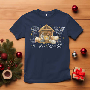 Nativity Scene T Shirt Christian Christmas Jesus Joy To The World TS10 Navy Print Your Wear