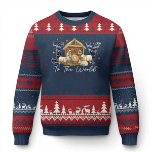 Nativity Scene Ugly Christmas Sweater Christian Xmas Jesus Joy To The World TS10 Navy Red Print Your Wear