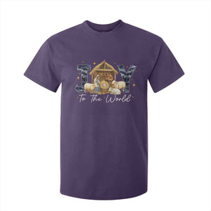 Nativity Scene T Shirt For Kid Christian Christmas Jesus Joy To The World TS10 Purple Print Your Wear