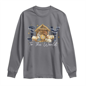 Nativity Scene Long Sleeve Shirt Christian Christmas Jesus Joy To The World TS10 Charcoal Print Your Wear