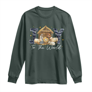 Nativity Scene Long Sleeve Shirt Christian Christmas Jesus Joy To The World TS10 Dark Forest Green Print Your Wear