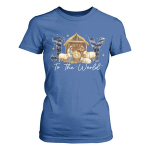 Nativity Scene T Shirt For Women Christian Christmas Jesus Joy To The World TS10 Royal Blue Print Your Wear