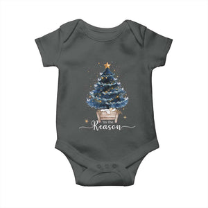 Nativity Scene Baby Onesie Jesus Reason Tis The Season Christian Christmas Tree TS10 Dark Heather Print Your Wear