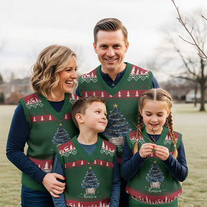 Nativity Scene V-Neck Knit Sweater Vest Jesus Reason Tis The Season Christian Xmas Tree TS10 Red Green Print Your Wear