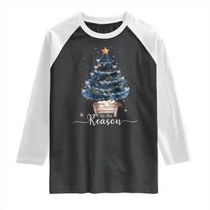 Nativity Scene Raglan Shirt Jesus Reason Tis The Season Christian Christmas Tree TS10 Black White Print Your Wear