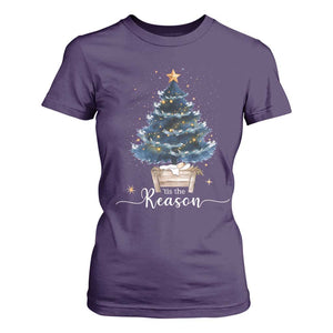 Nativity Scene T Shirt For Women Jesus Reason Tis The Season Christian Christmas Tree TS10 Purple Print Your Wear