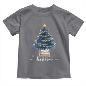 Nativity Scene Toddler T Shirt Jesus Reason Tis The Season Christian Christmas Tree TS10 Charcoal Print Your Wear