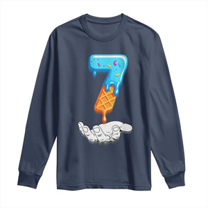 Funny 67 Six Seven Meme Couple Matching Long Sleeve Shirt Number 7 Baseball Ice Cream Drip TS10 Navy Print Your Wear