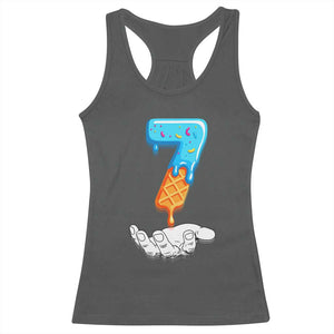 Funny 67 Six Seven Meme Couple Matching Racerback Tank Top Number 7 Baseball Ice Cream Drip TS10 Dark Heather Print Your Wear