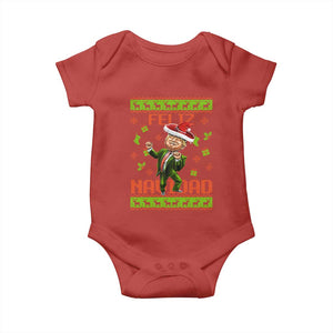 Funny Christmas Trump Baby Onesie Feliz Navidad Ugly Christmas Sweater Dancing Trump TS10 Red Print Your Wear