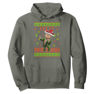 Funny Christmas Trump Hoodie Feliz Navidad Ugly Christmas Sweater Dancing Trump TS10 Military Green Print Your Wear
