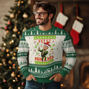 Funny Trump Ugly Christmas Sweater Feliz Navidad Ugly Christmas Sweater Dancing Trump TS10 Green Print Your Wear