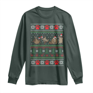 Raccoon Christmas Long Sleeve Shirt Funny Ugly Christmas TS10 Dark Forest Green Print Your Wear