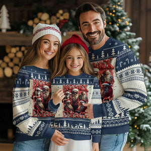 Santa Ugly Christmas Sweater Big Nick Energy Bootleg Rap Tee TS10 Navy Print Your Wear