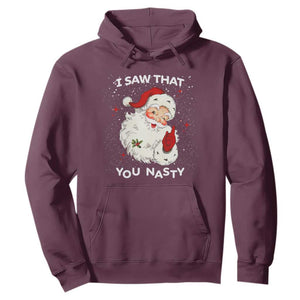 Christmas Santa Hoodie Vintage I Saw That You Naughty TS10 Maroon Print Your Wear