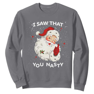 Christmas Santa Sweatshirt Vintage I Saw That You Naughty TS10 Charcoal Print Your Wear