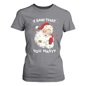 Christmas Santa T Shirt For Women Vintage I Saw That You Naughty TS10 Charcoal Print Your Wear