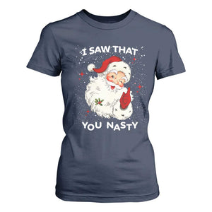 Christmas Santa T Shirt For Women Vintage I Saw That You Naughty TS10 Navy Print Your Wear