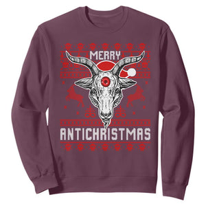 Satan Claus Merry Antichristmas Sweatshirt Pentagram Ugly Christmas Sweater Evil Pajama TS10 Maroon Print Your Wear