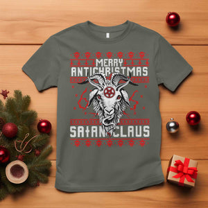 Satan Claus Merry Antichristmas T Shirt Goth Ugly Christmas Sweater Pentagram Evil Pajama TS10 Military Green Print Your Wear
