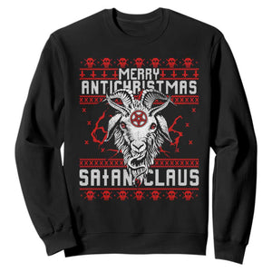 Satan Claus Merry Antichristmas Sweatshirt Goth Ugly Christmas Sweater Pentagram Evil Pajama TS10 Black Print Your Wear