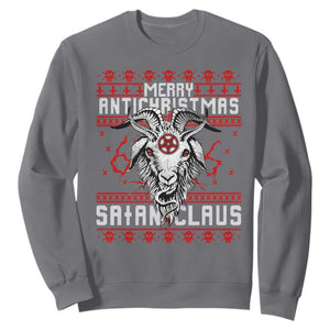 Satan Claus Merry Antichristmas Sweatshirt Goth Ugly Christmas Sweater Pentagram Evil Pajama TS10 Charcoal Print Your Wear