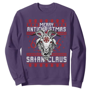 Satan Claus Merry Antichristmas Sweatshirt Goth Ugly Christmas Sweater Pentagram Evil Pajama TS10 Purple Print Your Wear