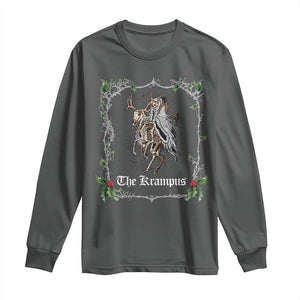 Christmas Krampus Long Sleeve Shirt Goth Xmas Krampus Reindeer Skull Ugly Sweater Evil Pajama TS10 Dark Heather Print Your Wear