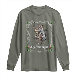 Christmas Krampus Long Sleeve Shirt Goth Xmas Krampus Reindeer Skull Ugly Sweater Evil Pajama TS10 Military Green Print Your Wear