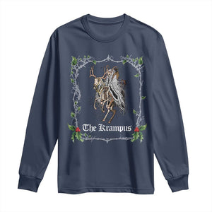 Christmas Krampus Long Sleeve Shirt Goth Xmas Krampus Reindeer Skull Ugly Sweater Evil Pajama TS10 Navy Print Your Wear