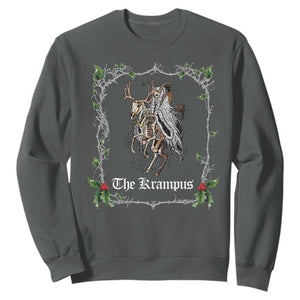 Christmas Krampus Sweatshirt Goth Xmas Krampus Reindeer Skull Ugly Sweater Evil Pajama TS10 Dark Heather Print Your Wear