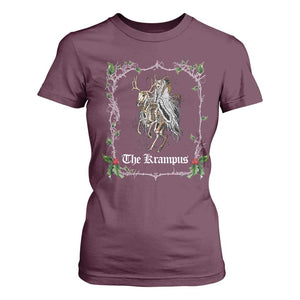 Christmas Krampus T Shirt For Women Goth Xmas Krampus Reindeer Skull Ugly Sweater Evil Pajama TS10 Maroon Print Your Wear