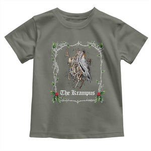 Christmas Krampus Toddler T Shirt Goth Xmas Krampus Reindeer Skull Ugly Sweater Evil Pajama TS10 Military Green Print Your Wear