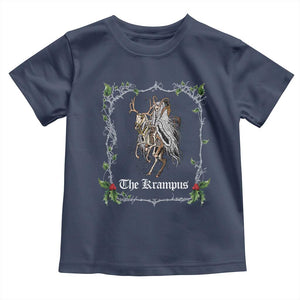 Christmas Krampus Toddler T Shirt Goth Xmas Krampus Reindeer Skull Ugly Sweater Evil Pajama TS10 Navy Print Your Wear