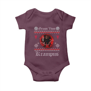 Christmas Krampus Baby Onesie Goth Xmas Gruss Von Krampus Ugly Christmas Sweater Evil Pajama TS10 Maroon Print Your Wear