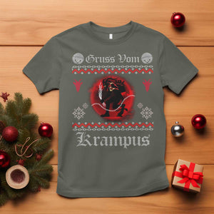 Christmas Krampus T Shirt Goth Xmas Gruss Von Krampus Ugly Christmas Sweater Evil Pajama TS10 Military Green Print Your Wear