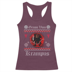 Christmas Krampus Racerback Tank Top Goth Xmas Gruss Von Krampus Ugly Christmas Sweater Evil Pajama TS10 Maroon Print Your Wear