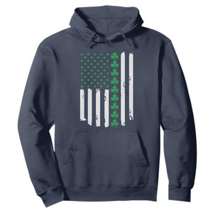 Vintage St. Patricks Day American Flag Shamrocks Hoodie TS10 Navy Print Your Wear