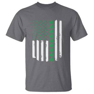 Vintage St. Patricks Day American Flag Shamrocks T Shirt TS10 Charcoal Print Your Wear