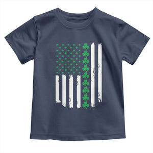 Vintage St. Patricks Day American Flag Shamrocks Toddler T Shirt TS10 Navy Print Your Wear