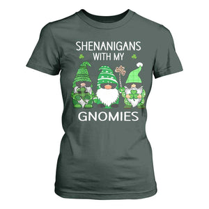 Lucky St Patricks Day Gnomes T Shirt For Women Shamrock Leopard Gnome Irish TS10 Dark Forest Green Print Your Wear