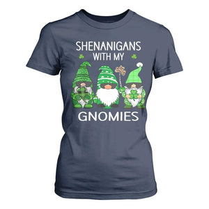 Lucky St Patricks Day Gnomes T Shirt For Women Shamrock Leopard Gnome Irish TS10 Navy Print Your Wear